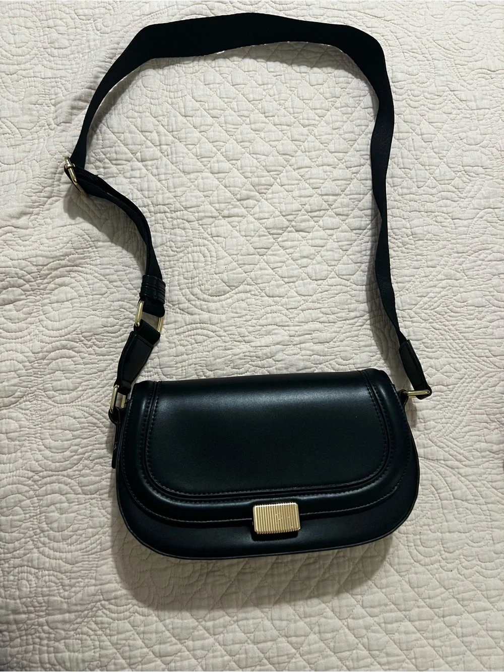 Rachel Zoe Black Crossbody Bag with Gold Hardware